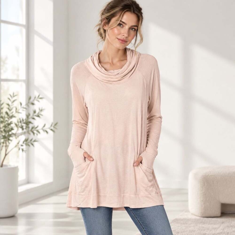 Yogalicious Cowl Neck Tunic Size XXL Ballerina Pink Modal Spandex